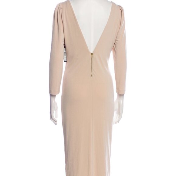 Alice + Olivia Employed Pencil Dress Ruched Sleeve Nude Medium Stretch N… - Picture 3 of 14